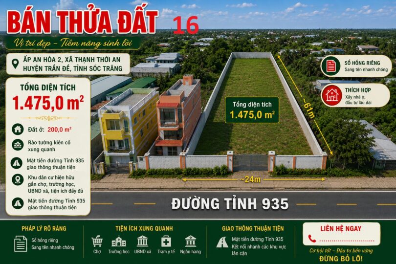 BÁN ĐẤT MẶT TIỀN ĐƯỜNG TỈNH 935 – TRẦN ĐỀ, SÓC TRĂNG(16)