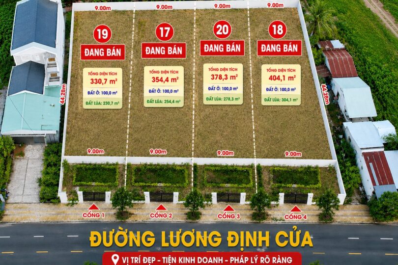 BÁN 4 NỀN MẶT TIỀN ĐƯỜNG LƯƠNG ĐỊNH CỦA  PHƯỜNG 5 TP SÓC TRĂNG(17,18,19,20)