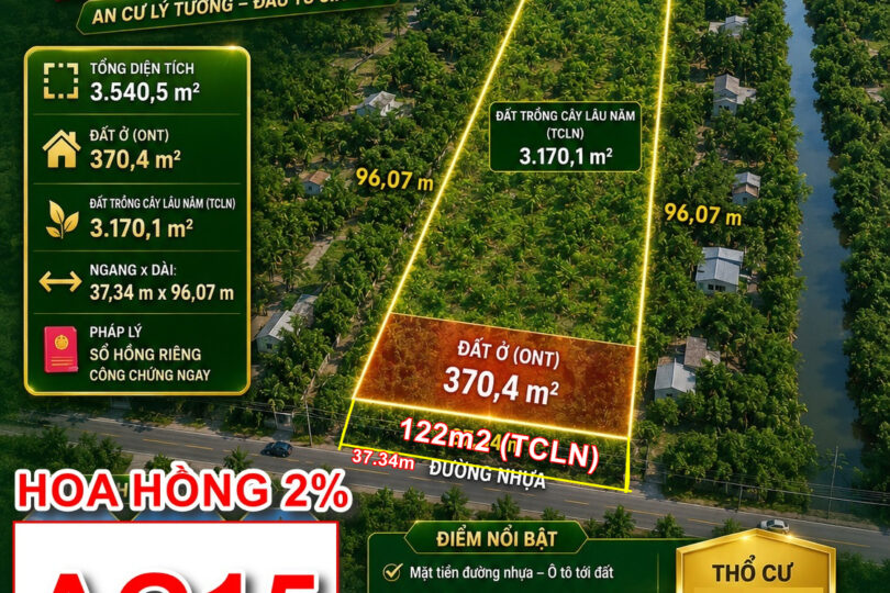 ĐẤT ĐẸP MẶT TIỀN ĐƯỜNG NHỰA Ở CẦN ĐĂNG AN GIANG– GIÁ CHỈ 4 TỶ 255 (AG15)