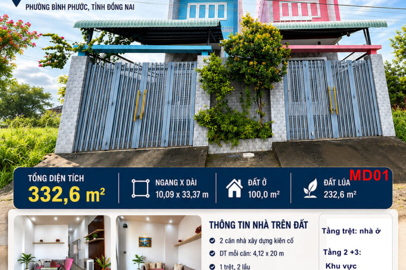 B&Aacute;N THỬA ĐẤT + 2 CĂN NH&Agrave; DẪN DỤ NU&Ocirc;I CHIM YẾN (MD01)