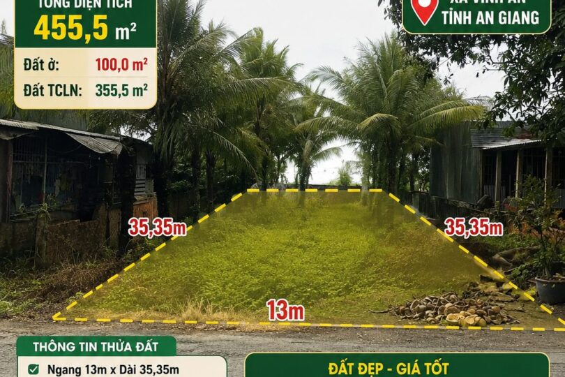 CHÍNH CHỦ CẦN BÁN ĐẤT GIÁ TỐT – XÃ VĨNH AN, AN GIANG 1,2 TỶ(AG 07)