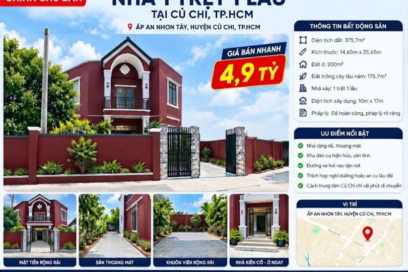 BÁN NHÀ 1 TRỆT 1 LẦU – CỦ CHI, TP.HCM 4,9 tỷ