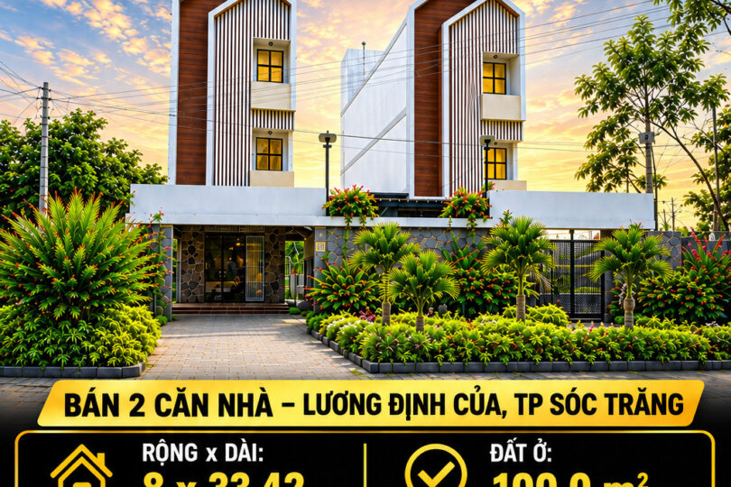 BÁN  NHÀ+ ĐẤT MẶT TIỀN ĐƯỜNG LƯƠNG ĐỊNH CỦA – PHƯỜNG SÓC TRĂNG, TP. CẦN THƠ (st25,26)